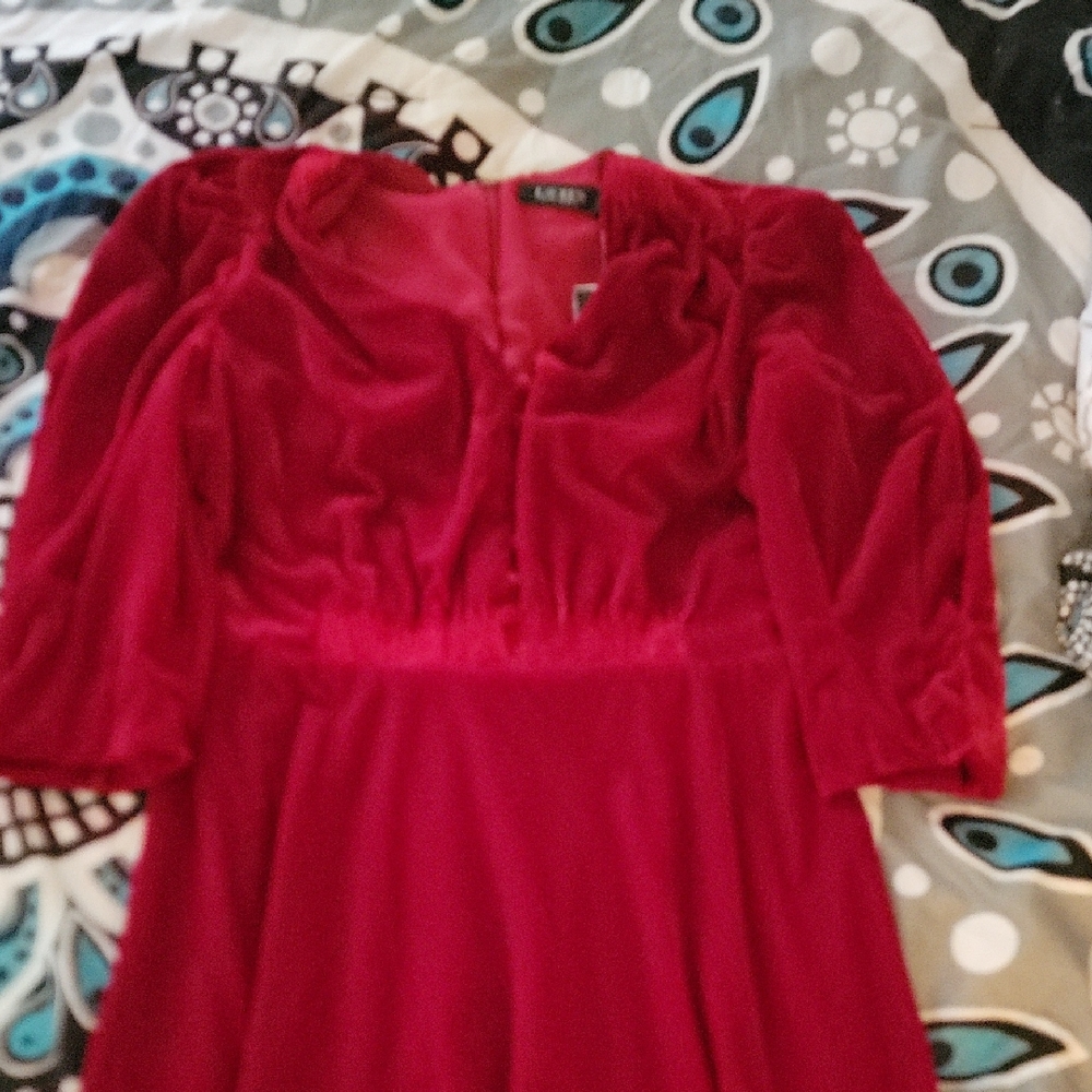 NWT Ralph Lauren Vibrant Red Velvet Midi Dress